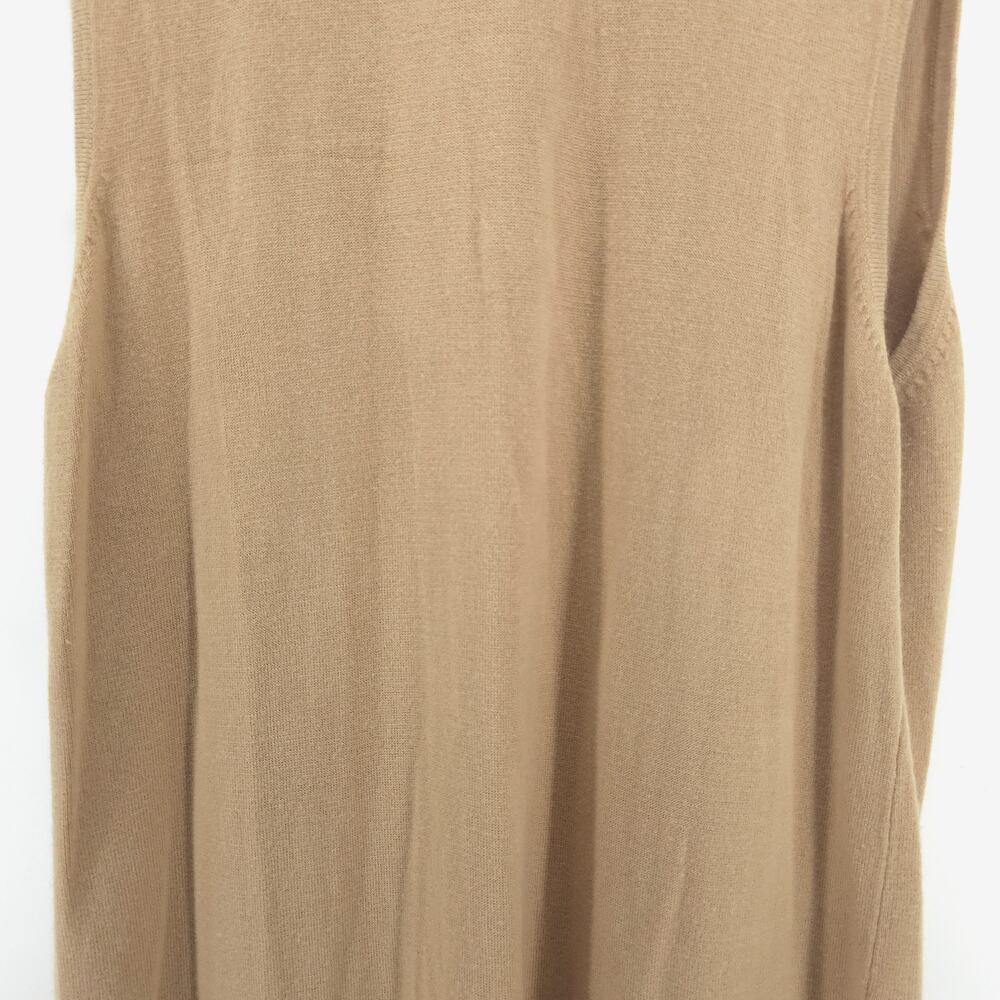 Vintage CXT 70s BohoTan Beaded Neckline OpenFront Duster Sleeveless Split Hem XL - Picture 10 of 11
